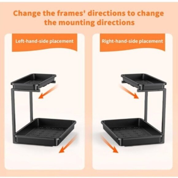 Under Sink Organizer Storage Pull Out 2 Tier Under Sink Countertop Black - Picture 5 of 5